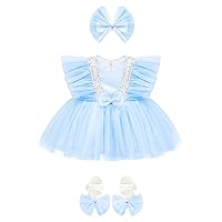 Lilax Baby Girl Sequins Tulle Dress, Gift Set with Headband and Shoes