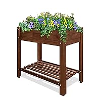 Raised Planter Box with Legs,Solid Wood Raised Planting Boxes for Growing Fresh Herbs, Vegetables, Flowers, Succulents and Other Plants,Made of All Solid Cedar (Fire-Cured, 34″x 19″x 30″)