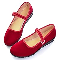 LUXINYU Mary Jane Shoes for Women Dressy Retro Square Toe Ankle Strap Flats Comfortable Ballet Flats