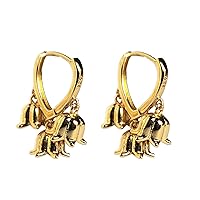 Dainty Huggie Heart Small Gold Hoop Earrings for Women Teen Girls Lily of the Valley Earrings Flower Dangle Cute Trendy Aesthetic