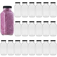 Beverages Drinking Bottles 12oz,Glass Water Botttles with Lids,Octagonal Vintage 350ml,Juice Bottles for Storage Tea,Kombucha,Milk Bottles Smoothies Bottles 20Pack