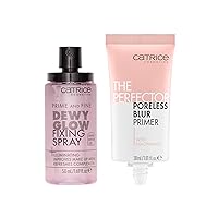 Catrice | Prime & Fine Illuminating Dewy Glow Spray & Perfector Poreless Primer Bundle | Full Coverage Makeup | Vegan & Cruelty Free