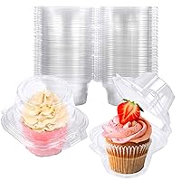 200 Pack Individual Cupcake Containers Plastic Cupcake Boxes Cupcake Holders Stackable Deep Dome Cupcake Carrier