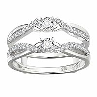Newshe Ring Enhancer for Engagement Rings Sterling Silver Wedding Band for Women 18K Yellow Gold 5A Cz Size 5-10