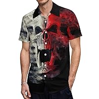 Screaming Demon Skull Hawaiian Shirt for Men Short Sleeve Button Down Summer Tee Shirts Tops