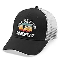 Ski Hat Eat Sleep Ski Repeat Hat and Funny Baseball Hats & Gifts Hunting Hat and Birthday Camping Hat &