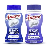 Two-Pack. Amaze Ultra Concentrated Bleach Tablets. One Bottle Original Scent/One Bottle Lavender Scent. 64 Total Tablets.