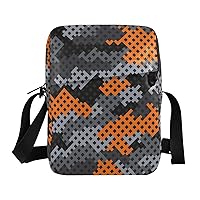 Camouflage Grid Messenger Bag for Women Men Crossbody Shoulder Bag Cell Phone Bag Wallet Purses Small Shoulder Bag with Adjustable Strap for Work Business