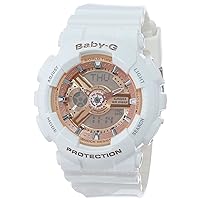 Casio Women's BA-110-7A1CR Baby-G Pink Analog-Digital Watch with White Resin Band