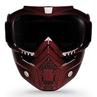 Motorcycle Goggles with Removable Face Mask, Riding Glasses Dirt Bike ATV Motocross Detachable Eyewear Offroad Airsoft Paintball Cycling Protective Full Face Mask Anti-Fog for Adults Youth