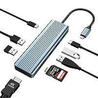 9 in 1 USB C Hub, Versatile Docking Station with 4K@30Hz HDMI, 3 x USB 3.0, USB C 3.0 Data Transfer, USB 2.0, 100W PD, SD/TF Card Reader, Ideal for Laptop and More Type C Devices