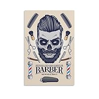 ToMart Painting Poster Wall Art, Funky Skull with Barber Equipment, Living Room Barber Shop Decor Canvas Painting Wall Art Poster for Bedroom Living Room Decor 08x12inch(20x30cm) Unframe-style
