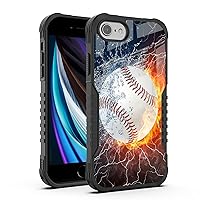 for iPhone SE 2022/2020 Case Men Boys, Baseball Legend Design Heavy Duty Shockproof Hard Plastic Bumper +Soft Silicone Rubber Protective Case for iPhone 7/8/6/6s/SE 3rd 2nd Generation