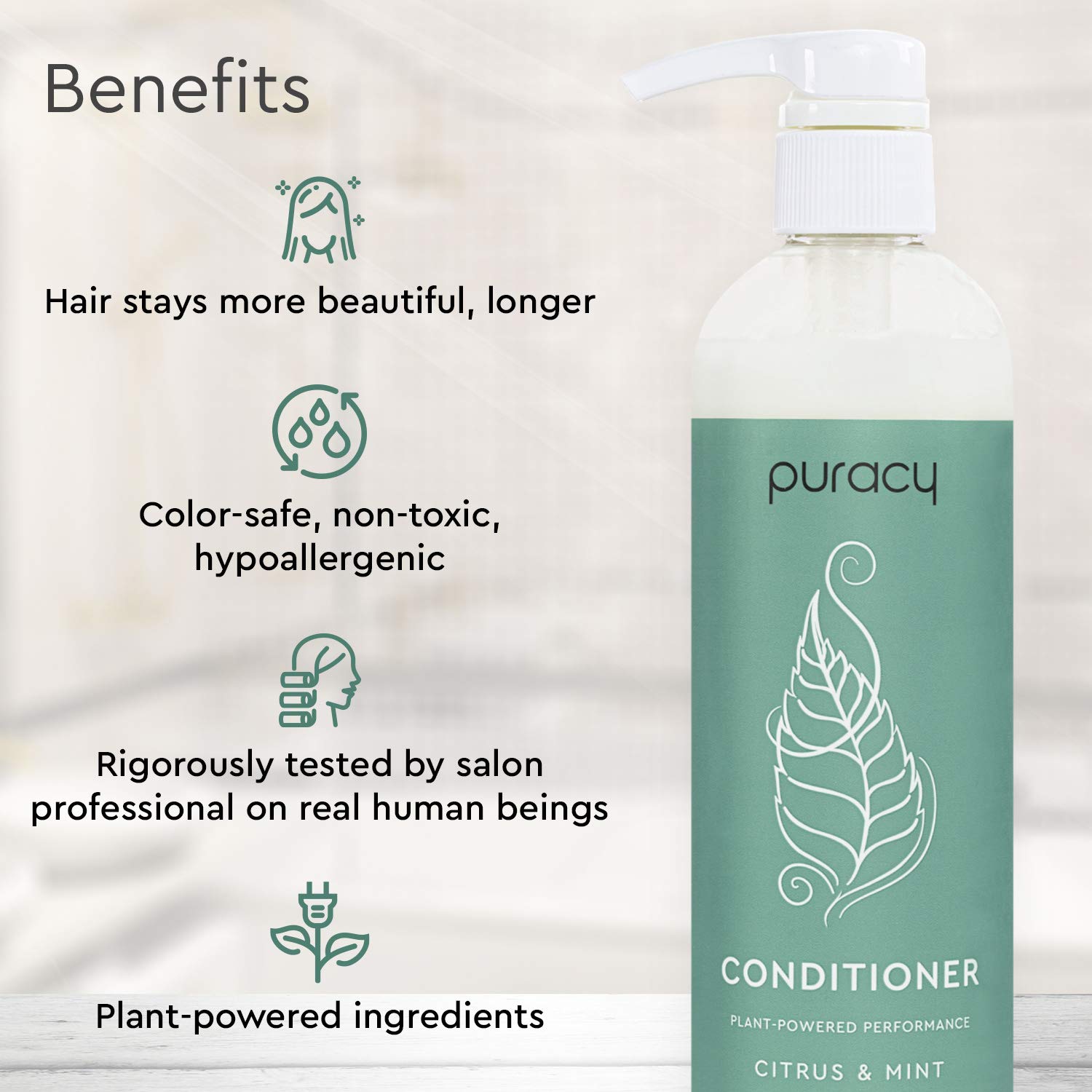 Puracy Conditioner, The Best Hair Days for Fine, Medium, and Color-Treated Hair, Perfect Hair from Pure Ingredients, Hair Stays Cleaner & Silkier Longer, 99.3% Natural Conditioner, 12 Ounce