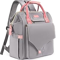 Kaome Diaper Bag Backpack, Upgraded Large Capacity Multifunction Nappy Bags, Waterproof Baby Bag Floral Insulated Sturdy Travel Maternity Back Pack for Baby Girls with Diaper Pad Bottle Bag (Grey)