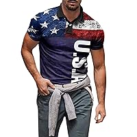 American Flag T-Shirt for Men Funny Summer Beach Shirts Fourth of July T-Shirts Casual Short Sleeve Scoop Neck Top