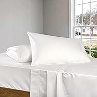 URBANHUT 100% Egyptian Cotton Sheets -1000 Thread Count White Queen Sheets Set (4Pc), Sateen Weave Sheets for Queen Size Bed, Long Staple Cotton Luxury Hotel Queen Size Sheets - Fits Upto 16