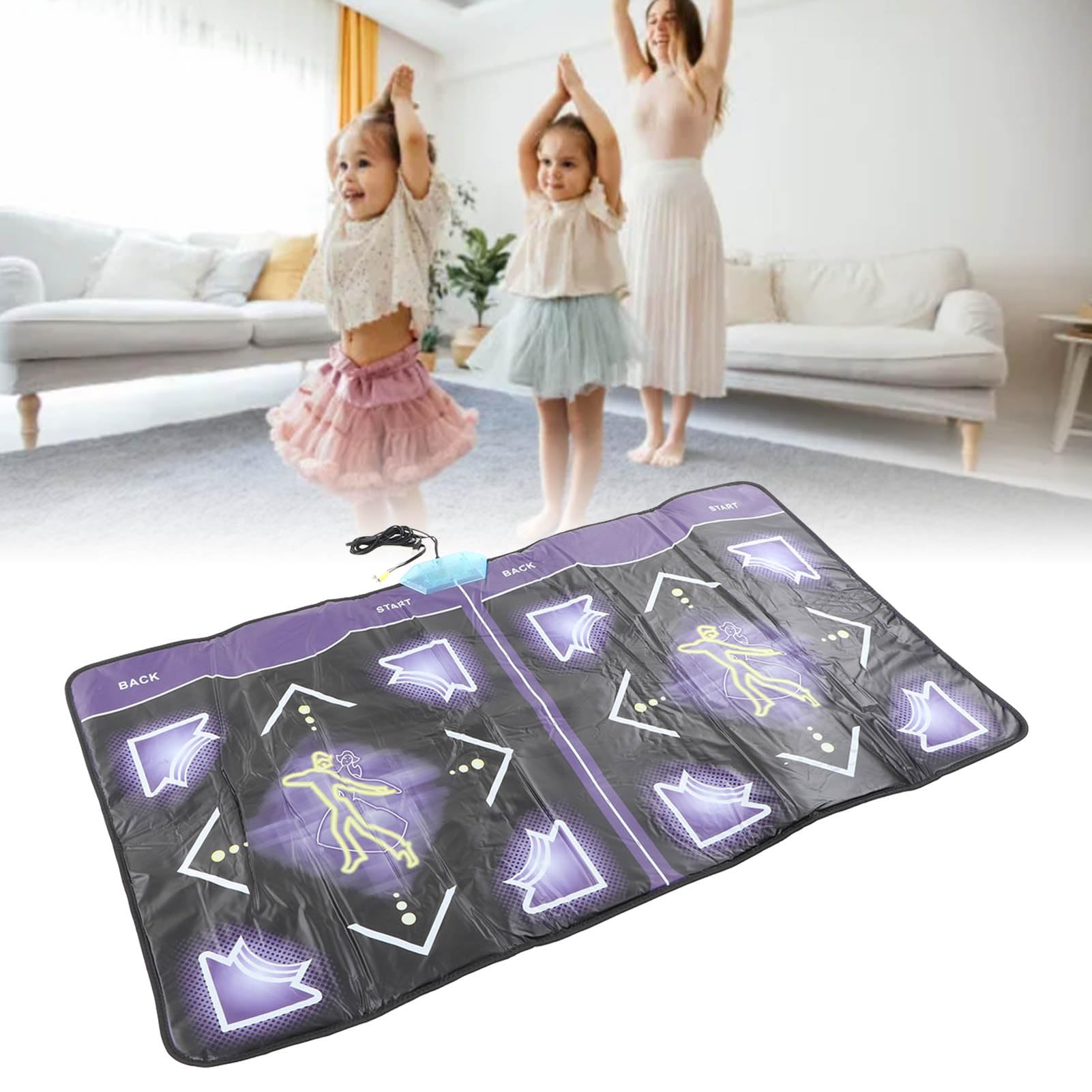 Luqeeg Wireless Electronic Dance Mats, Double User Exercise Fitness Playmat, Non Slip Dancing Pad with Remote Control for Improve Coordination, Family Entertainment, Musical Gift Toy