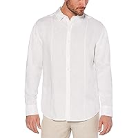 Cubavera Men's Cubavera Men'S 100% Linen Long Sleeve Shirt With Pintuck Detail, Relaxed Fit, Spread Collar