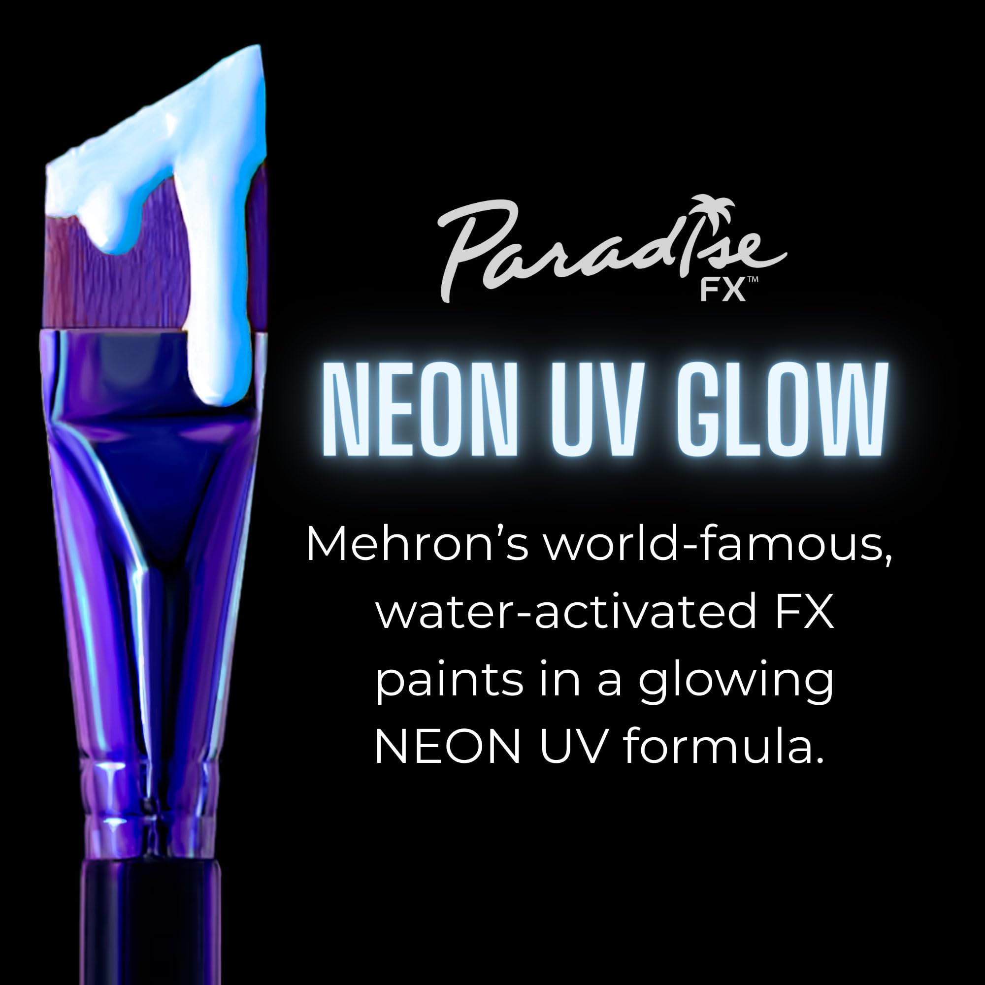 Mehron Makeup Paradise Makeup AQ Refill (.25 oz) (Dark Matter – Neon Clear/Blue UV)