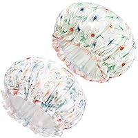 Auban Shower Caps, Reusable Shower Cap for Women, Double Layer Waterproof Hair Cap, Large Size for All Hair Lengths,for Girls Spa Home Salon Use