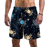 Mens Swim Trunks Quick Dry Beach Board Shorts with Pockets, Cancer Pattern Bathing Suit