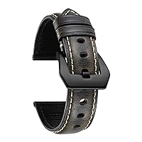 BINLUN Retro Leather Watch Band Handmade Vintage Oil Wax Calfskin Leather Strap Replacement Wrist Bracelet 6 Colors Wristband for Men Women with Silver/Black Stainless Steel Buckle18/20/22/24/26mm