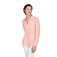 Foxcroft Womens Jordan Non-Iron Linen Shirt Coral Twist 14 One Size