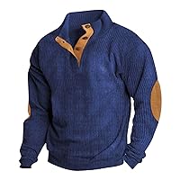 Men's Henley Shirts Long Sleeve Men's Sweaters Men's Long Sleeve Shirt Lightweight Sweaters Classic Loose Fit Top Workout Sport Henley Shirts 01-Blue Large