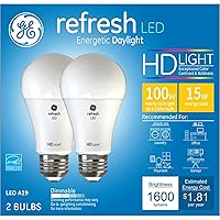 GE Refresh LED Light Bulbs, 100 Watt, Daylight, A19 (2 Pack)