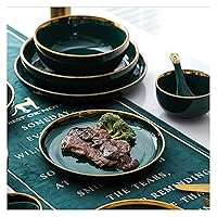 Dinner Plates Green Ceramic Gold Inlay Plate Steak Food Plate Style Tableware Bowl Dessert Dish Dinner Dish Dinnerware Set Appetizer Dessert Snack Plate (Color : I.10 Inch Tray)