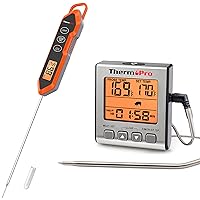 ThermoPro TP16S Digital Meat Thermometer for Cooking and Grilling + ThermoPro TP15H Waterproof Instant Read Food Thermometer for Cooking