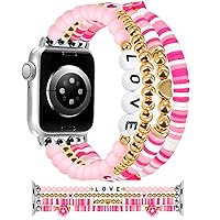 JR.DM Beaded Bracelet Compatible with Apple Watch 38mm 40mm 41mm for Women Girls, Cute Fashion Preppy Stackable Handmade Stretchy Watch Strap Replacement for iWatch Series 9/8/7/SE/6/5/4/3/2/1(M)