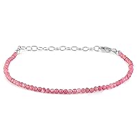 Pink Tourmaline Beaded Bracelet, 2mm Pink Tourmaline Micro Faceted Round Beads Bracelet, Tiny Bead Bracelet, Tourmaline Faceted Bead Bracelet