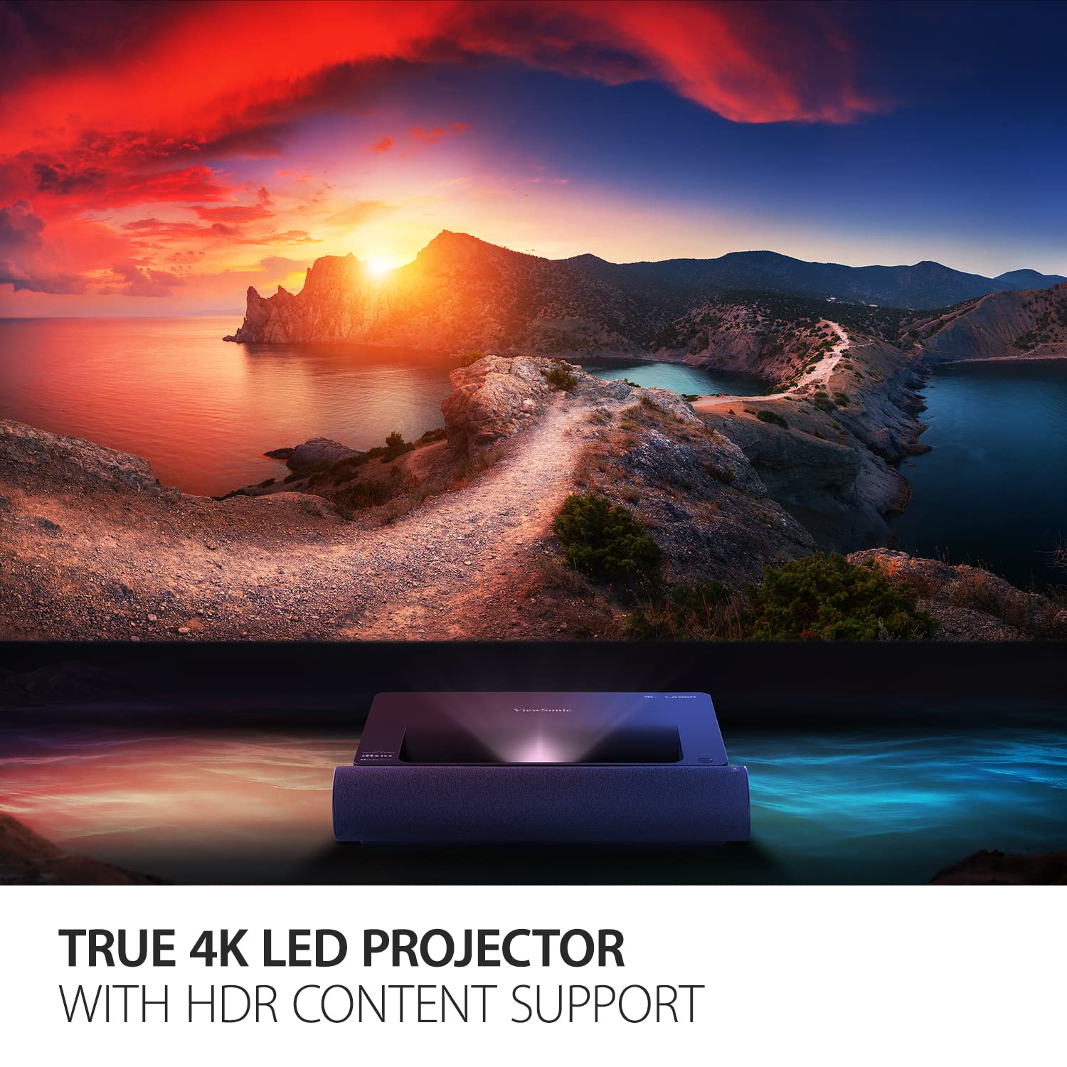 ViewSonic X2000B-4K Ultra Short Throw 4K UHD Laser Projector with 2000 Lumens, Wi-Fi Connectivity, Cinematic Colors, Dolby and DTS Soundtracks Support for Home Theater