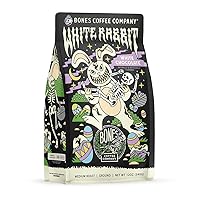 Bones Coffee Company White Rabbit Ground Coffee Beans White Chocolate Flavor | 12 oz Flavored Coffee Gifts Low Acid Medium Roast Gourmet Coffee Beverages (Ground)