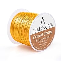 BEADNOVA 1mm Elastic Stretch Crystal String Cord for Jewelry Making Bracelet Beading Thread 60m/roll (Golden Yellow)