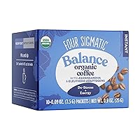 Four Sigmatic Adaptogen Organic Medium Roast Instant Coffee with Ashwagandha, Chaga & Tulsi, Immune Support & Stress Relief, Keto, Multicolored, 0.09 Oz, Pack of 10