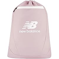 New Balance Drawstring Backpack, Small Gym Travel Bag with Front Zip Pocket, Sports Cinch Sack for Men and Women, Blush, 17.5 Inch