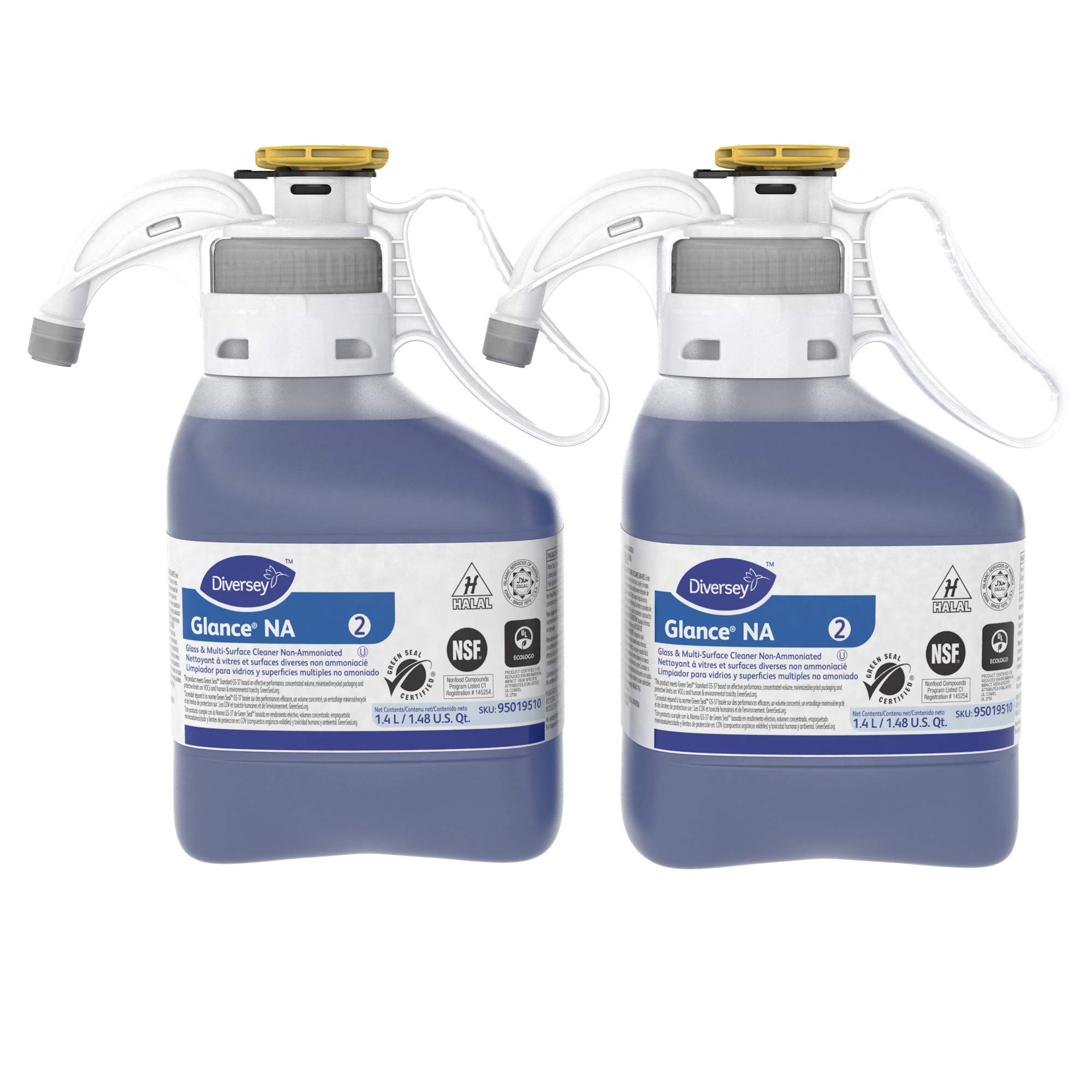 Glance Glass and Multi-Surface Cleaner (Non-Ammonia, 1.4-Liter, Case of 2)