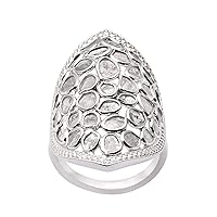 1.80 CTW Natural Diamond Polki Cluster Ring 925 Sterling Silver Platinum Plated Slice Diamond Jewelry
