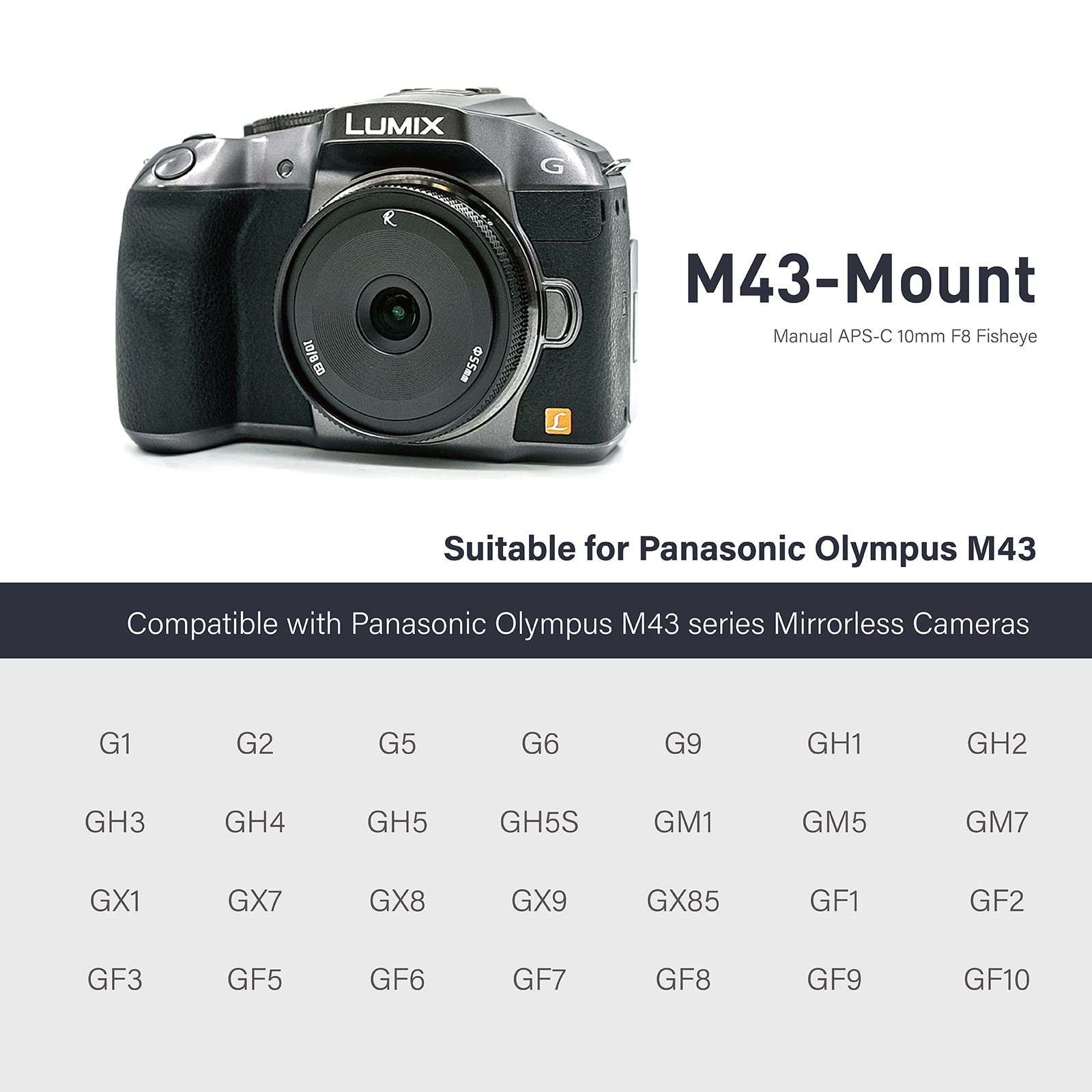 AstrHori 10mm F8 II Ultra Wide Angle Fisheye APS-C Manual Prime Lens Compatible with Panasonic LUMIX Olympus Micro 4/3-Mount Mirrorless Camera G1,G2,G3,G5,G6,G7,G9,GH1,GH2,GH4,GH5,GM5,GX1,GX7(Black)