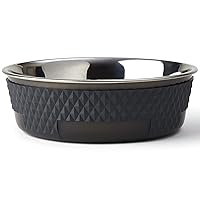 PetRageous 16020 Kona Stainless Steel Non-Slip Dishwasher Safe Dog Bowl 6.5-Cup 8.5-Inch Diameter 2.75-Inch Tall for Large and Extra Large Dogs and Cats, Grey
