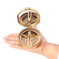 Handcrafted Trading Co Nautical Solid Brass Brunton Compass with Wooden Box 4