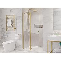 ANZZI 72-in. x 33.5-in. Frameless Swinging Shower Door, Resistance Free Hinges for Smooth Opening and Closing, Reversible Installation, Clear Tempered Glass in Brushed Gold Finish (SD-AZ14-01BG)