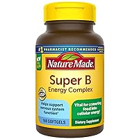 Super B Energy Complex, Dietary Supplement for Brain Cell Function Support, 160 Softgels, 160 Day Supply (Packaging May Vary)