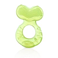 Nuby Silicone Teethe-eez Teether with Bristles, Includes Hygienic Case, Green