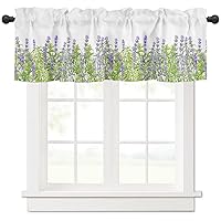 Valance Curtain Lavender Spring Kitchen Curtain for Window Flower Purple Window Treatment Topper Curtain for Kitchen Bathroom Dining Room 60x18in