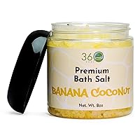 Banana Coconut Bath Salt - Rejuvenating Body Scrub - Bath Soak for Sensitive, Oily, Dry & Normal Skin - Vegan & Cruelty-free Grain Formula for Face, Body & Foot - 8 Oz Jar