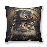 Steam Punk Grunge Cat Throw Pillow Covers Short Plush Square Pillow Cover for Cushion Sofa Fall Pillow Cover 18 